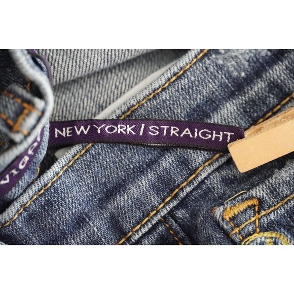 Vigoss Jeans Womens Juniors Size 11 New York Straight Stretch Distressed Denim - Picture 12 of 12